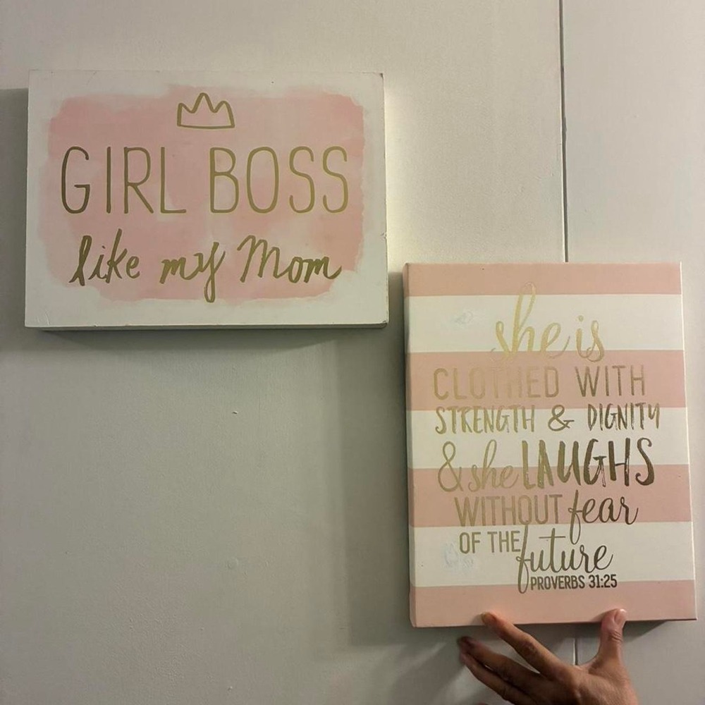 Unbranded Canvas Wall Art Girls OS Pink Good Girl Boss Proverbs 31:25 Set